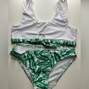 white and green bikini